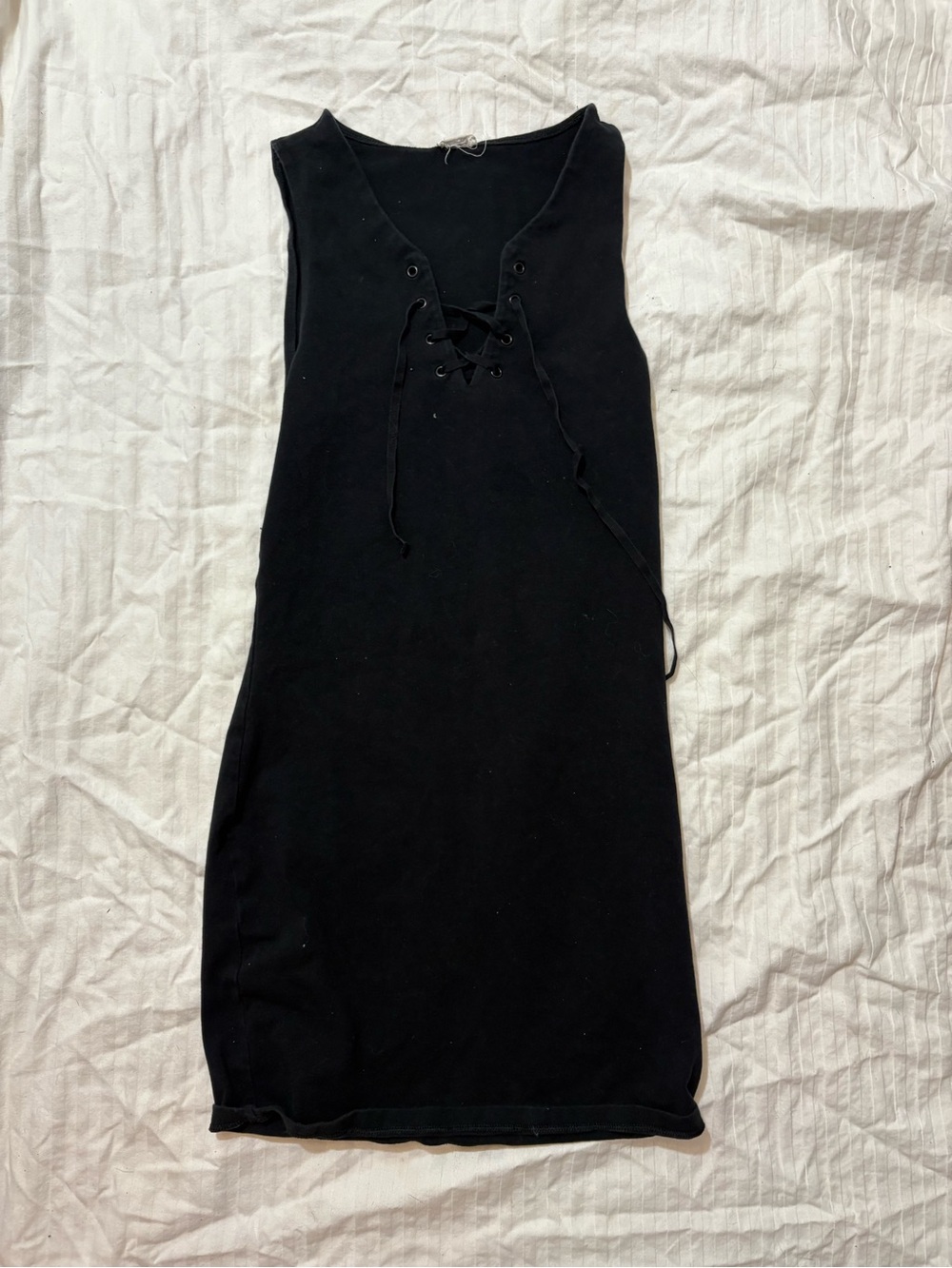 Garage Sleeveless Black Lace-Up Dress